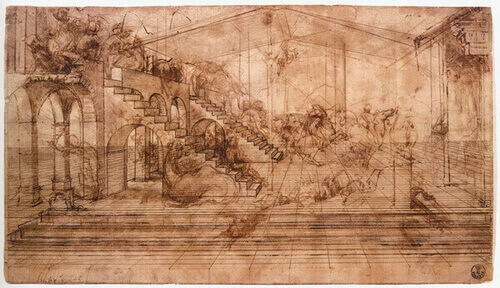 Leonardo Perspective study for the Adoration of the Mag