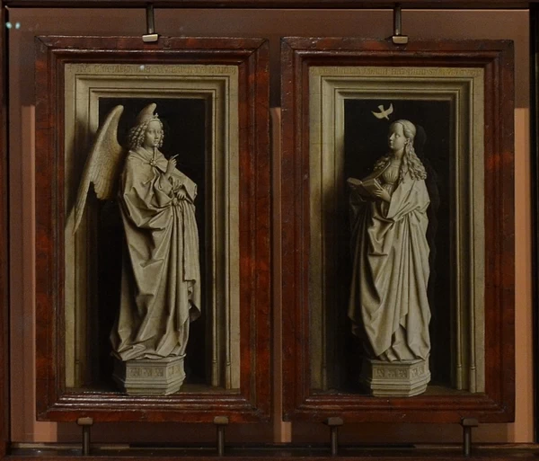 The Annunciation dyptich, by Jan van Eyck, depicting the angel Gabriel and Virgin Mary.