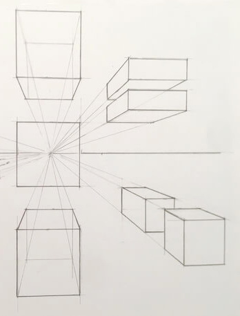 cubes in one point perspective