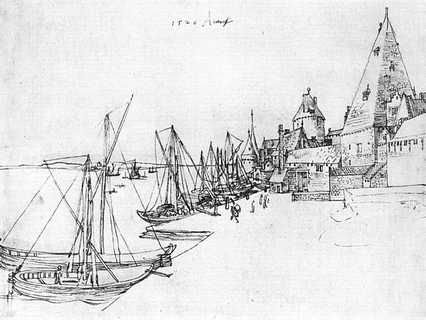 A drawing of the Antwerp harbour by Albrecht Dürer